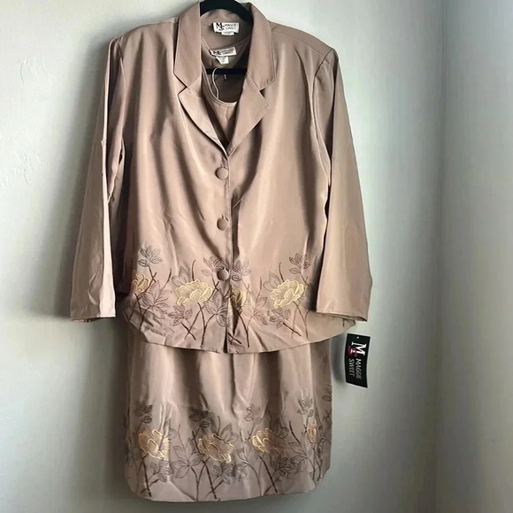 NWT Maggie Sweet 3 Piece Skirt Set Tan Size 1X Petite - Picture 1 of 14